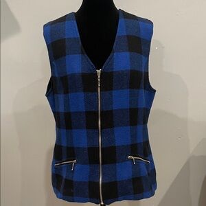 Blue and Black Checkered Women's Vest